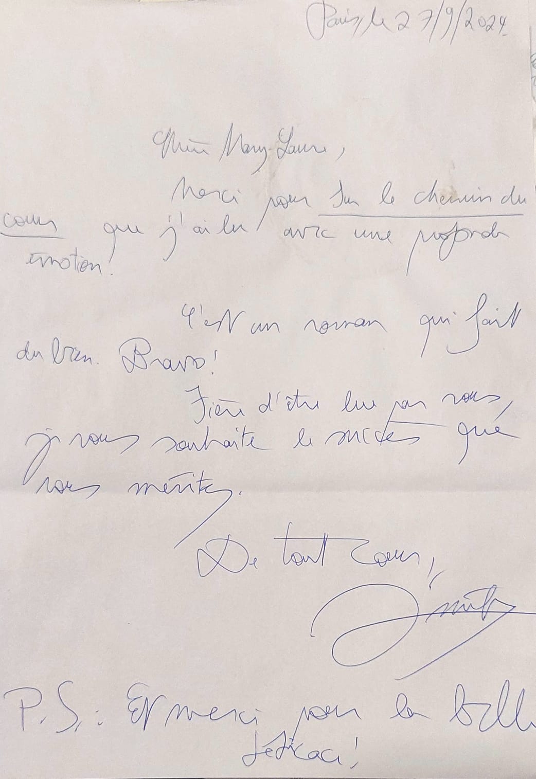 Courrier Amélie Chemin du coeur