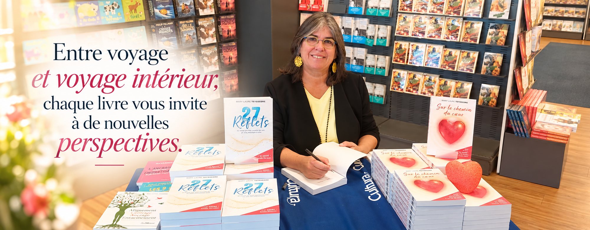Entre voyage et voyage intérieur, chaque livre vous invite à de nouvelles perspectives – Mary Laure Teyssedre en dédicace Entre voyage et voyage intérieur, chaque livre vous invite à de nouvelles perspectives – Mary Laure Teyssedre en dédicace